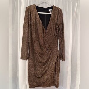 DKNY - Women's Metallic Gold Dress